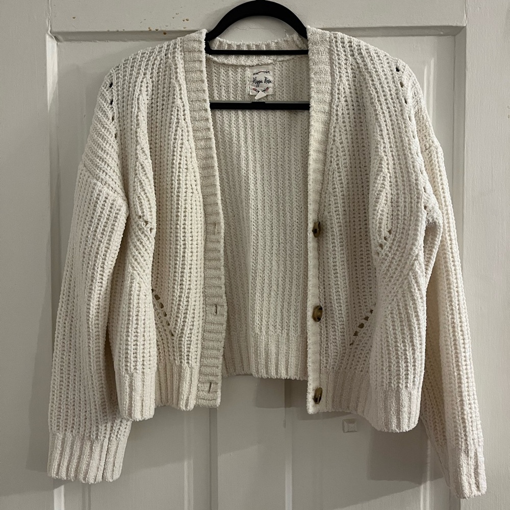 Hippie Rose Cream Button-Up Cardigan